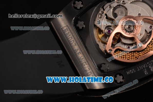 Richard Mille RM 007 Miyota 9015 Automatic PVD/Diamonds Case with Skeleton Dial and White Arabic Numeral Markers (K) - Click Image to Close